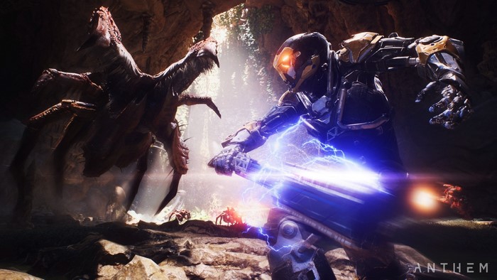 Anthem Javelin fighting a large creature