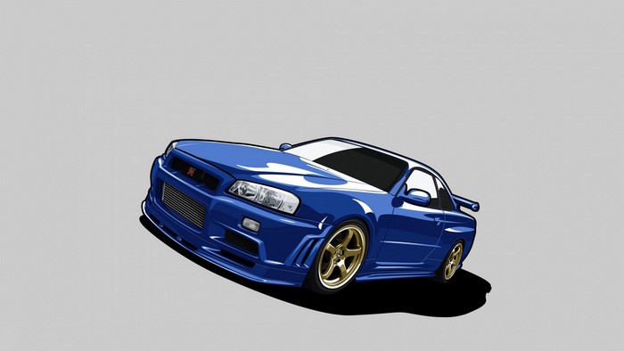 Blue Nissan GT-R R34