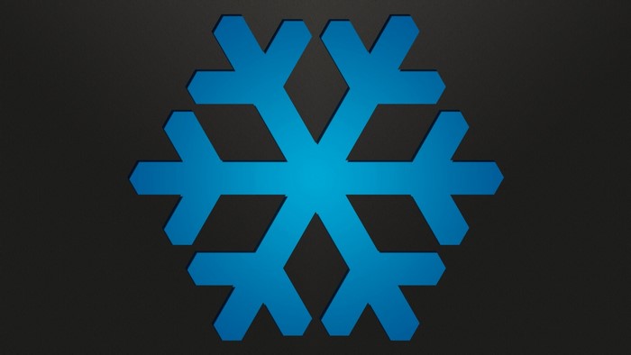 Blue snowflake logo on dark background