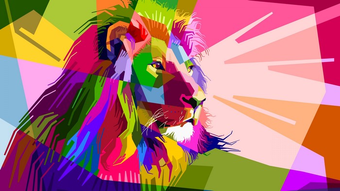4K Lion Portrait in Pop Art Style