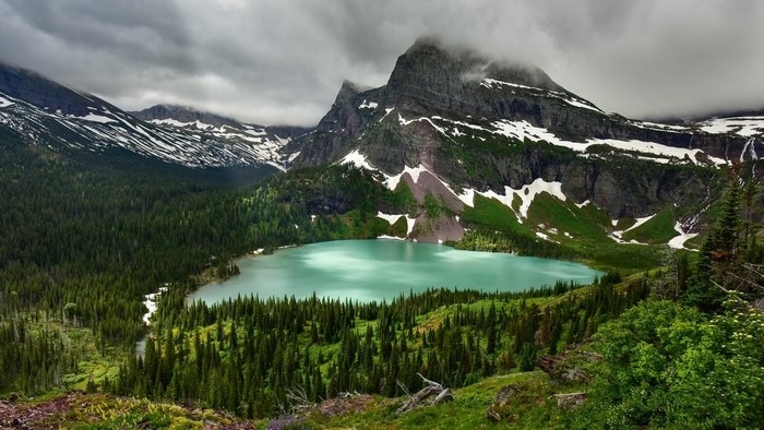 Mount Gould and turquoise lake in Glacier National Park