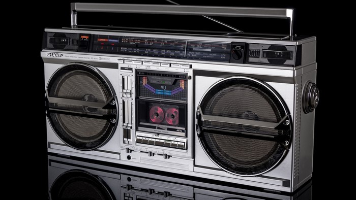 Sharp stereo cassette recorder with radio