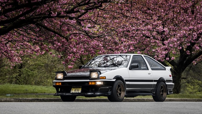 Toyota AE86 Classic Car in Blooming Setting
