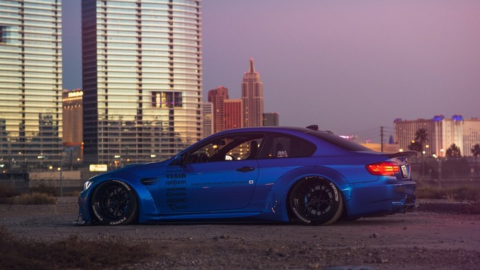 Blue BMW M3 by Liberty Walk in Las Vegas
