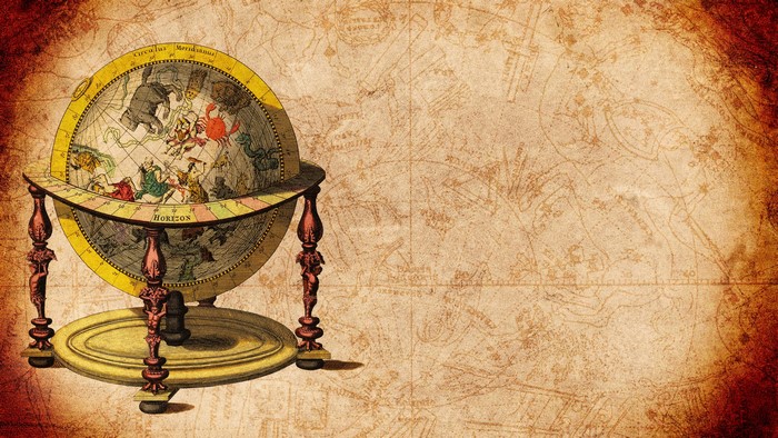 Antique Celestial Globe on a Map