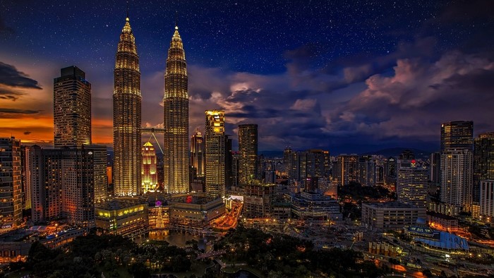 Petronas Towers at night, Kuala Lumpur