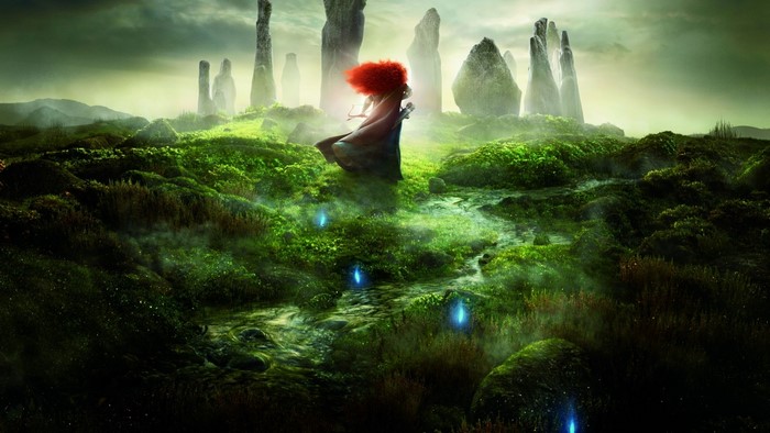 Merida from Brave in a mystical landscape
