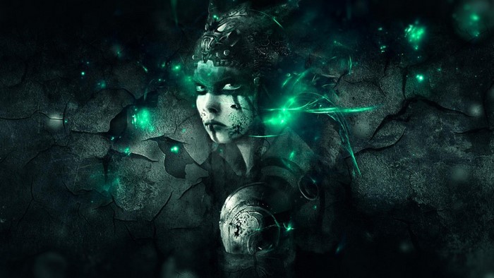 Senua from Hellblade with green energy