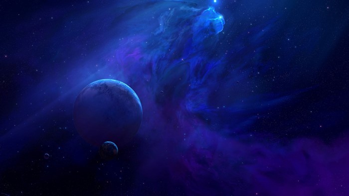 Planets and Nebula in Deep Space