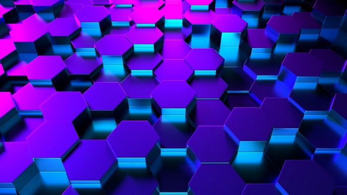 Abstract Hexagonal Pattern with Neon Lighting
