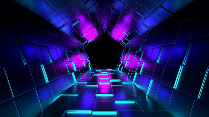 Abstract Tunnel with Neon Lights