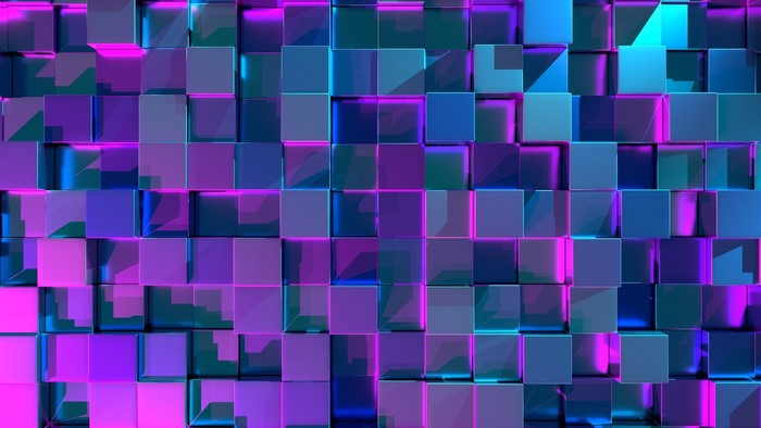 Abstract Cubes with Neon Lighting