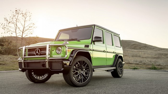 Green Mercedes G63 SUV with Bull Bar