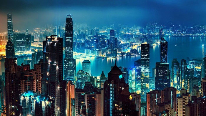 Hong Kong skyline at night