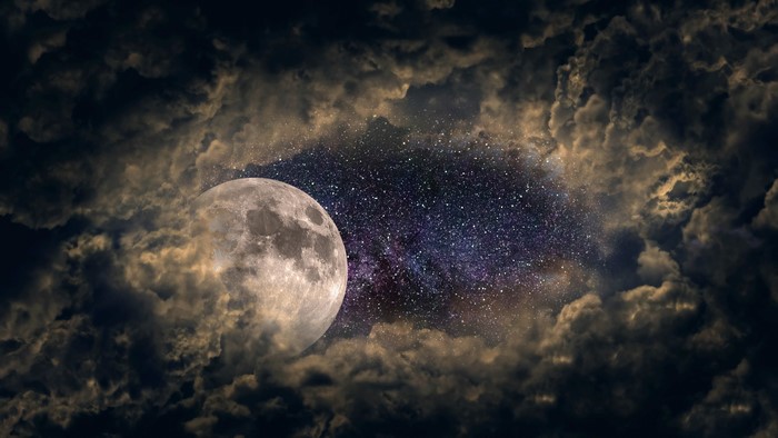 4K Universe with Moon and Stars