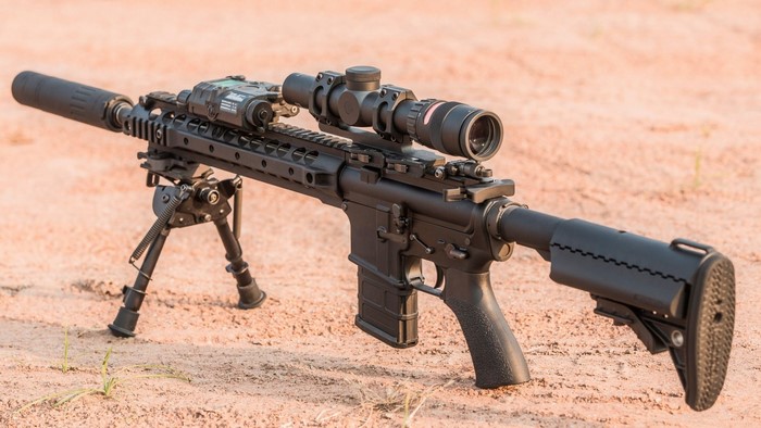 AR-15 rifle with scope and bipod