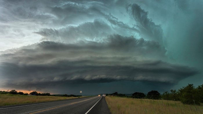 Stormy clouds over a highway