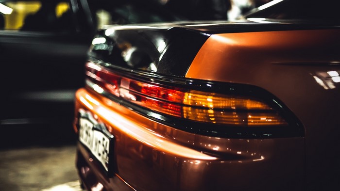 Orange Toyota Mark II rear end