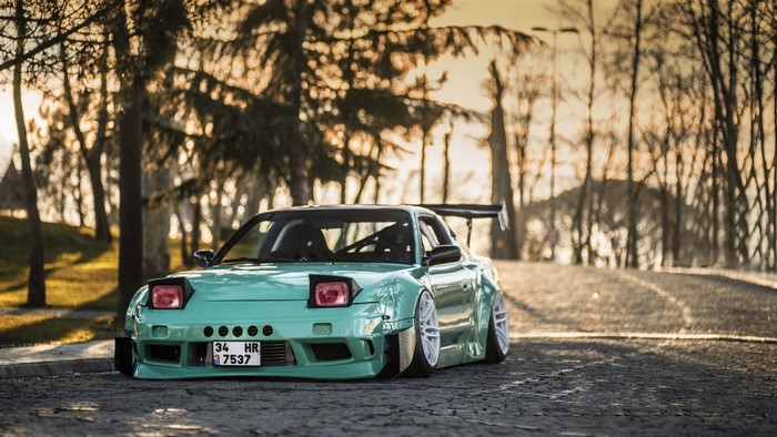 Nissan 200sx Stance on Cobblestone Road