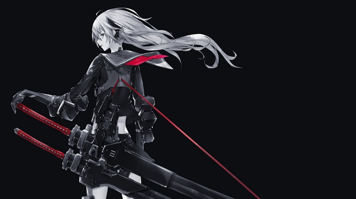 4K, Anime girl, Katana girl