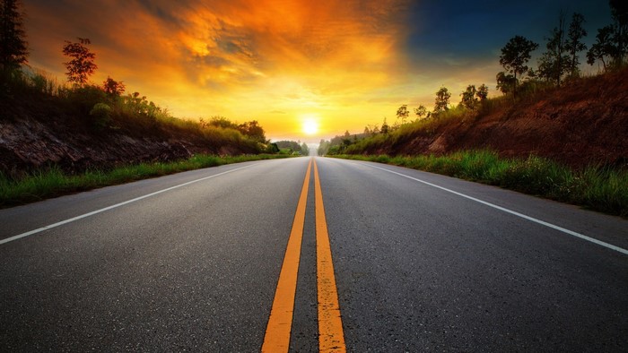 Highway at sunset