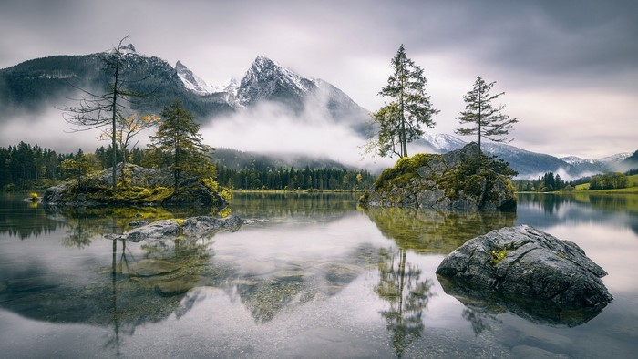 Lake with Mountains and Trees in Germany