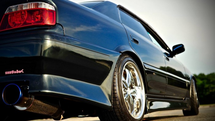 Black Toyota Chaser with custom exhaust and wheels