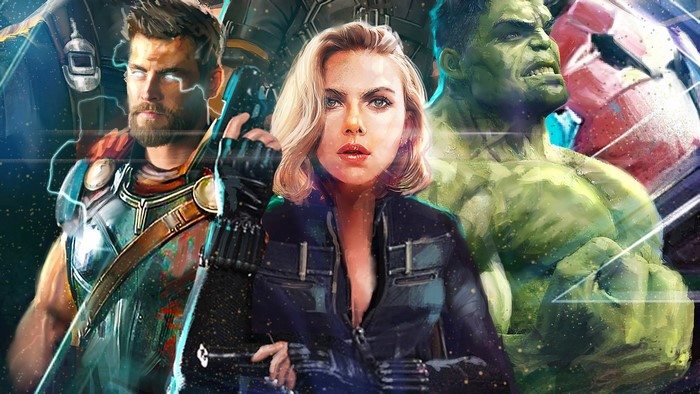 Thor, Black Widow, and Hulk from Avengers Infinity War