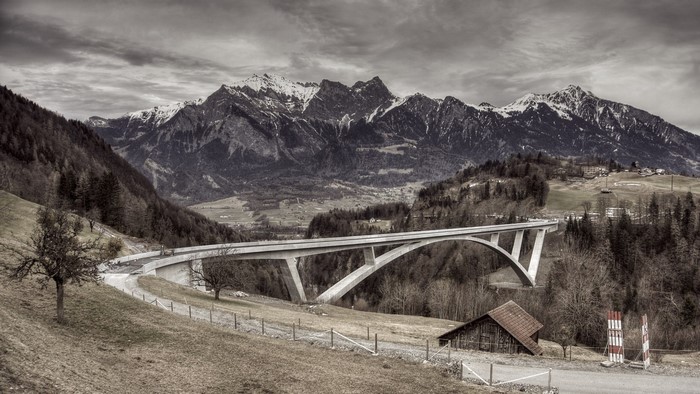 Bridge over valley in Swiss Alps near Pfäfers