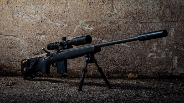 M40A5 sniper rifle with scope and bipod