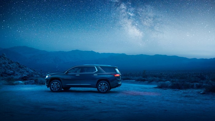 Chevrolet Traverse in a desert landscape at night