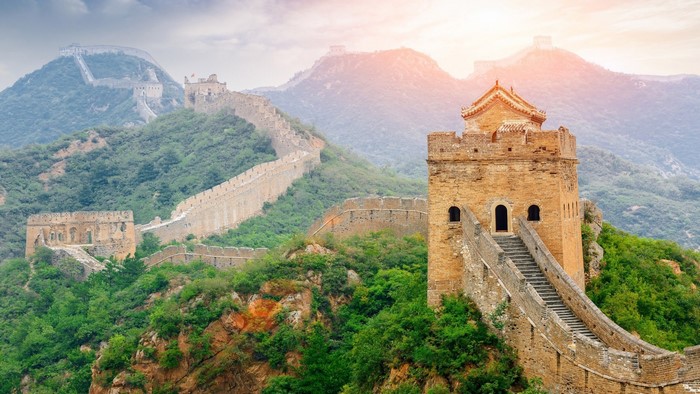The Great Wall of China on a Mountain