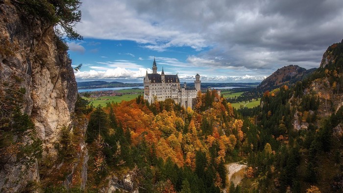 Neuschwanstein Castle in Germany during autumn