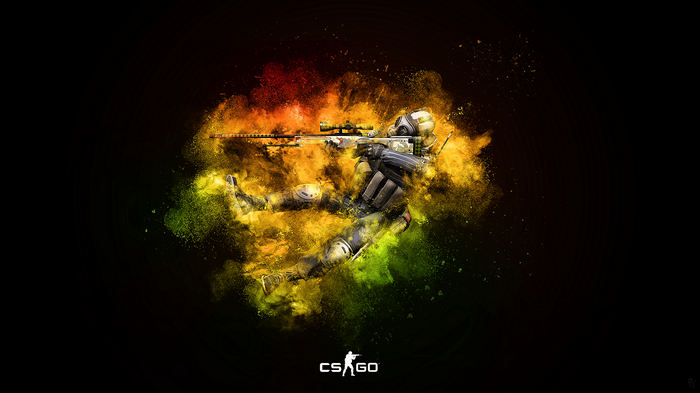 Counter-Strike: Global Offensive character with sniper rifle
