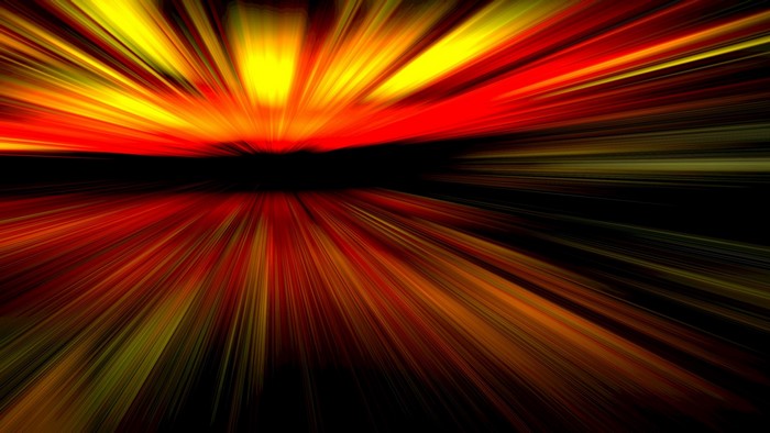 Abstract light beams in red and yellow