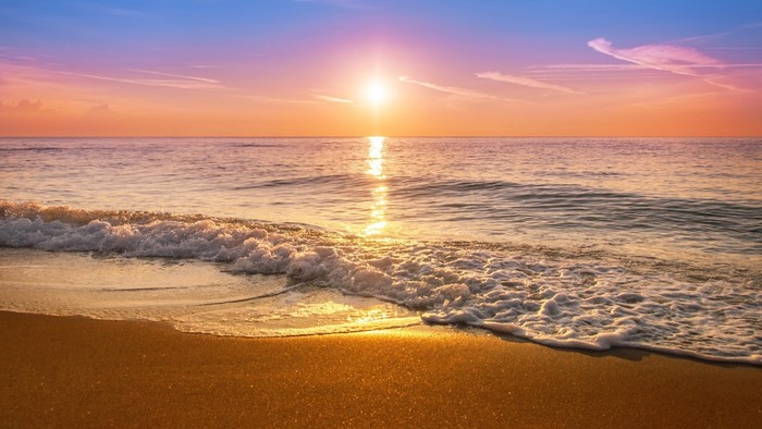 Sunset over the ocean at Punta Cana, Dominican Republic