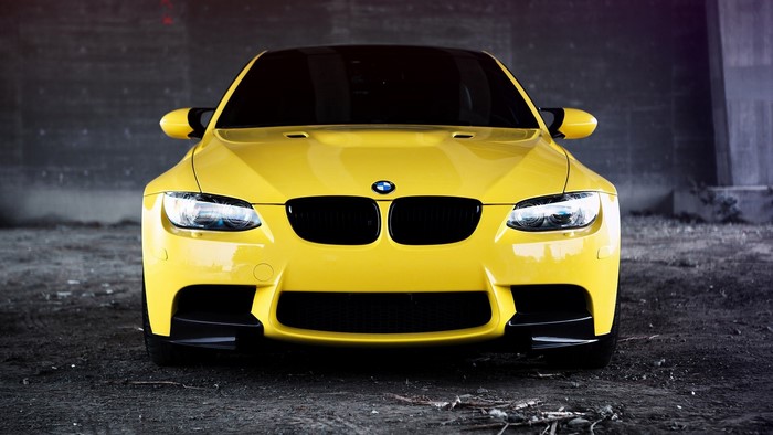 Yellow BMW M3 E92 front view