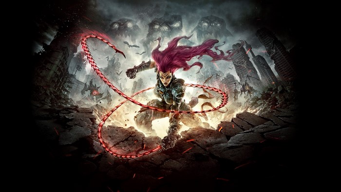 Fury from Darksiders III in a ruined city