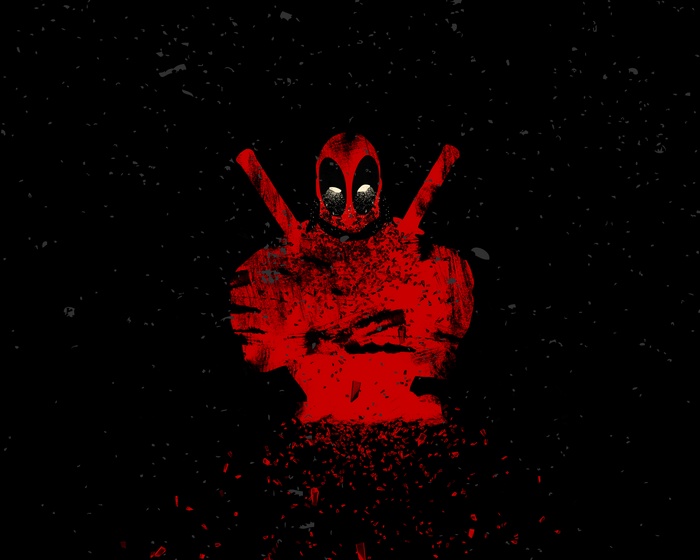Deadpool abstract red silhouette with swords