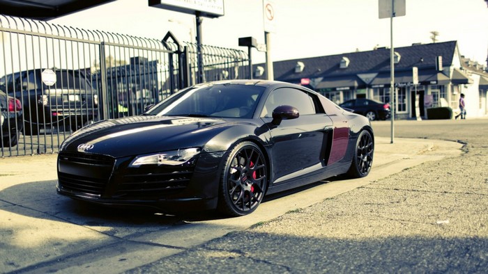 Black Audi R8 parked on a street