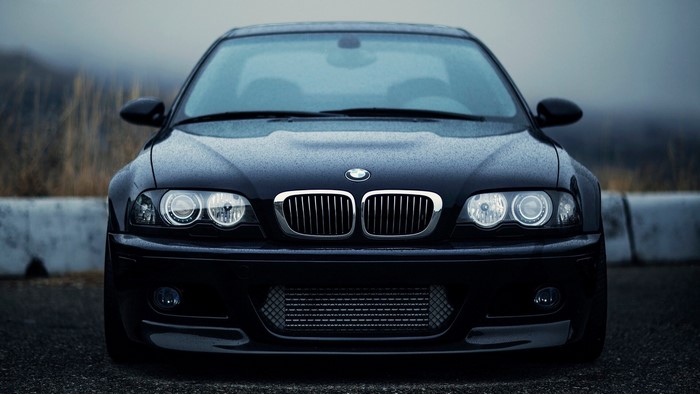 Black BMW M3 E46 front view