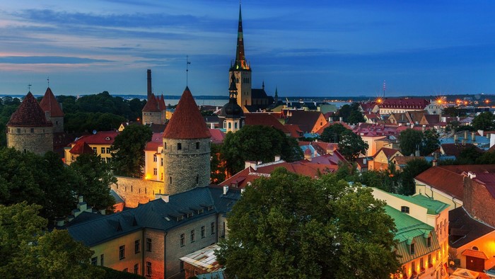 Tallinn, Estonia skyline with towers and church spire