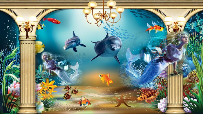 4K Underwater World with Mermaids and Dolphins