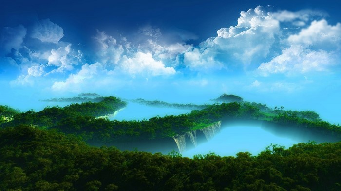Islands in the sky with clouds