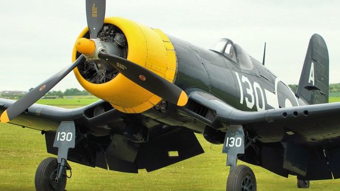Vought F4U Corsair airplane with markings '130 A'