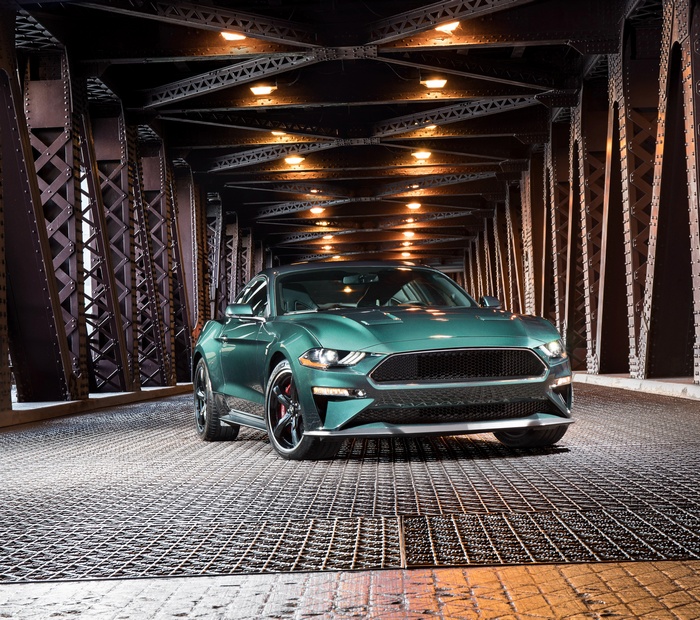 2019 Ford Mustang Bullitt on a bridge
