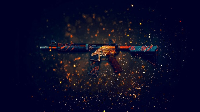 Assault rifle with tiger stripe and lion skin