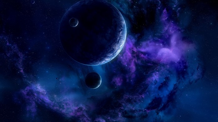 Planets and Nebula in Deep Space
