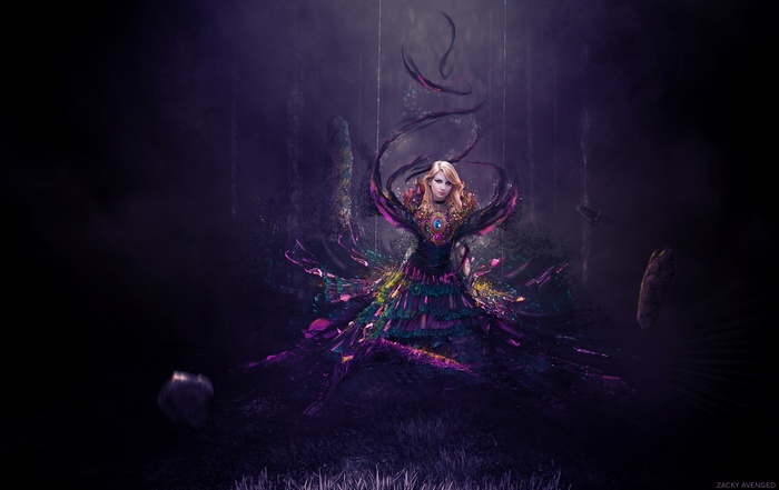 Fantasy girl in a dark forest 4K