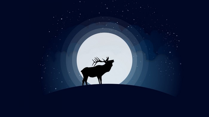 Silhouette of a deer howling at the moon